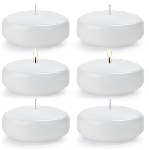 White Floating Candles for Centerpieces 3 inch 36 Pack Round Burning Tea Light Candles Unscented Smokeless Paraffin Wax Dripless, for Valentine's Day, Wedding, Party, Home Decor, Pool (36 Pack)