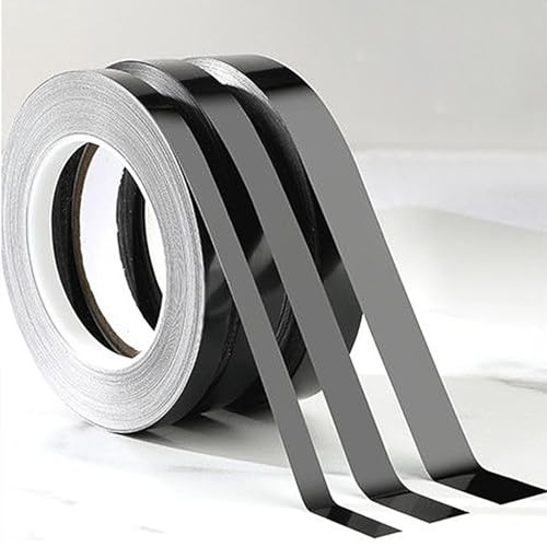 TITKBOW 50m Zierstreifen, Linie Randaufkleber Selbstklebend, Wasserfestes Keramikfliesen Glänzend Dekorstreifen, Bodenband Dichtband für Fliesen und Nähte Klebestreifen (10mm, Schwarz)