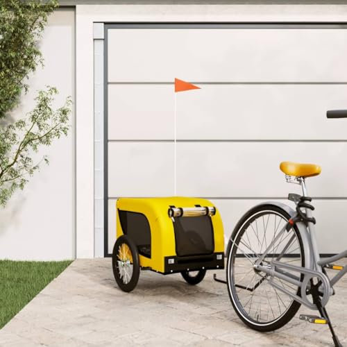 ZEYUAN Fahrradanhänger Hunde Gelb und Schwarz Oxford-Gewebe & Eisen, Fahrrad Anhänger, Lastenanhänger, Handwagen, Fahrrad-lastenanhänger, Lastenfahrrad 94001