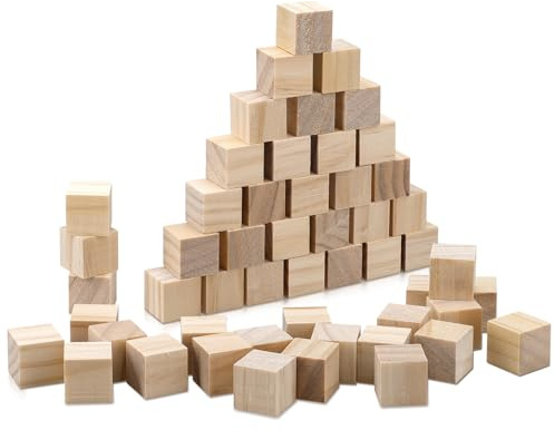 100 Stück Holz Würfel Deko, 20mm unlackiert Holzklötzchen, Holzwürfel Blanko Deko Basteln Bastelmaterial Holz Quadrat Würfel Natur Dekoration für DIY, Malen, Handwerk, Stempel, Zahlen