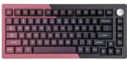 KiiBoom Loop 75 75% Full Aluminum Block Structure Mechanical Keyboard, QMK/VIA Gaming Keyboard, BT5.0/2.4GHz/USB-C Wireless Keyboard, Gasket, FR4 Plate, RGB for Win/Mac (Red Black)