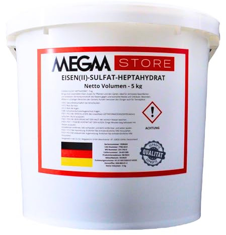 Megaa store Eisen(II)-sulfat Heptahydrat Eisen-2-Sulfat Eisendünger | 1kg bis 25kg | Rasendünger Antimech-Dünger Ein Dünger der ein gesundes Pflanzenwachstum unterstützt