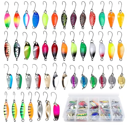 Set Di Cucchiaini Per Trota Bordeag, 46 Esche Da Pesca, Set Di Spoon E Spinner Per Persico, Lucioperca, Luccio, Trota, Esche Da 2g