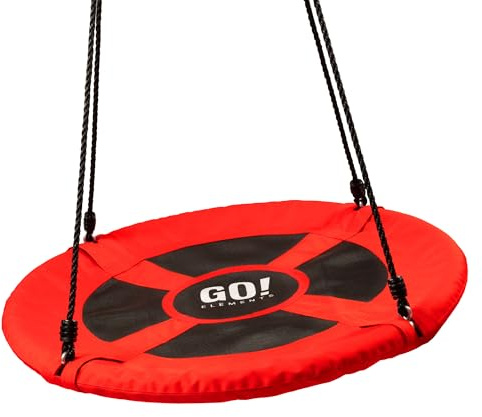 GO!elements Nestschaukel Outdoor | Kinderschaukel oder Gartenschaukel | Höhenverstellbare Schaukel für Kinder & Erwachsene (Familienschaukel) bis 150 KG belastbar | Größe: ø 80cm, Farbe: Rot