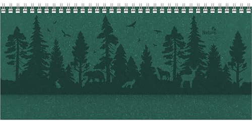 Alpha Edition - Tisch-Querkalender Nature Line Forest 2026 – Tischkalender quer 29,7×13,5 cm mit Wochenübersicht & Notizbereich, umweltfreundlicher Büroplaner mit Hardcover für Arbeit & Zuhause