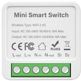 LEKEFETO - Interruttore della luce intelligente a 2 vie, modulo intelligente WLAN, controllo vocale/timer, mini interruttore della luce Smart Home, compatibile con app Tuya, Alexa, Smart Life, neutro
