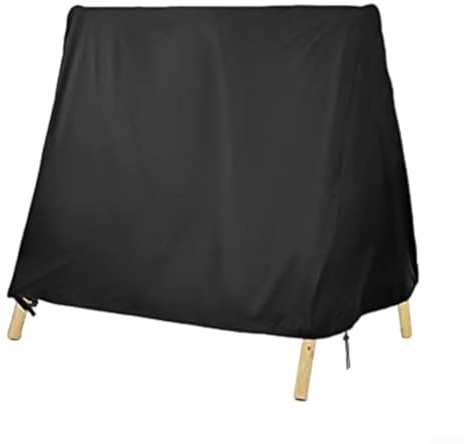Filteilect 3-Sitzer-Abdeckung für Hollywoodschaukel, wetterfest, mit verstellbarer Schnalle, für Gartenmöbel, Schwarz, 182 x 139 x 170 cm