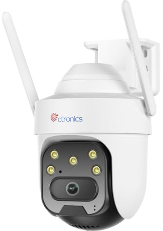 Ctronics 5MP Caméra Surveillance WiFi Exterieure, PTZ Camera IP Exterieur WiFi 2,4/5GHz avec AI Détection Suivi Auto, Nocturne Couleur 30M, Audio Bidirectionnel, 128GB TF/Cloud/FTP/NVR