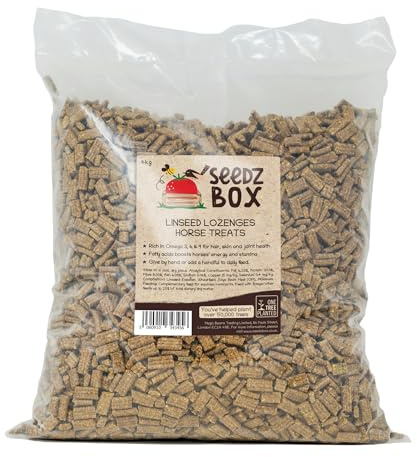 Horse Treats 4kg – Linseed Lozenges For Horses – Low Sugar – High In Omega 3 6 & 9 - Feed By Hand – Add To Feed For Fussy Feeders – Occasional Snack For Horses – Clicker Training – Seedzbox