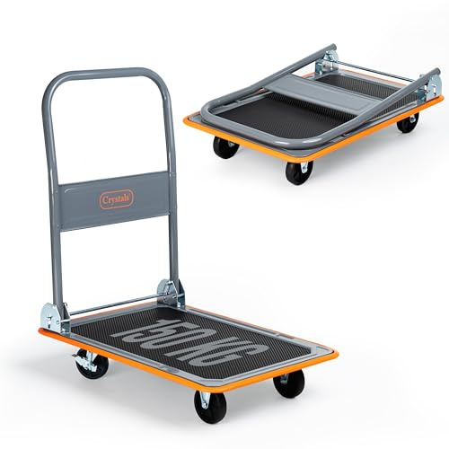 Crystals Folding Platform Trolley – Heavy Duty Hand Truck Sack Barrow with 150kg/300kg Load Capacity, Foldable Design, Smooth Rolling Wheels for Easy Transport & Warehouse Use (Capacity: 150kg)