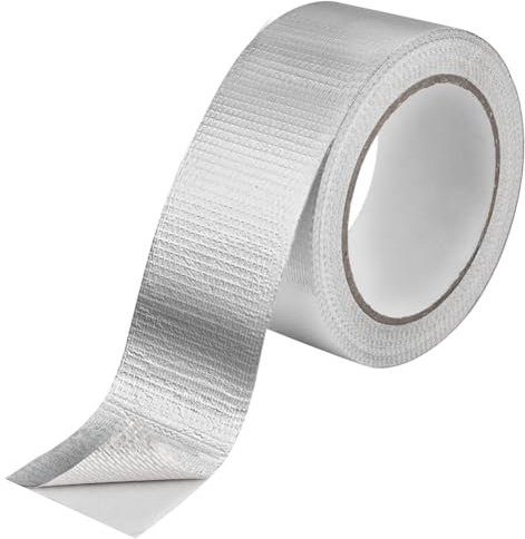 ANOMM Ruban Adhésif Aluminium, Renforcé par Fibre de Verre, Résistant à la Chaleur et à l'Eau, pour Réparations Domestiques, Conduits, Isolation, Fixation (50 mm x 20 m)