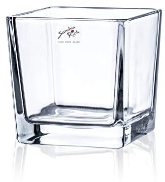 Glasvase CUBE Glasvase Teelichtglas Windlicht Vase Glas Würfel, 10 cm