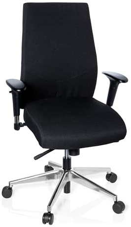 hjh OFFICE 608700 Professionell kontorsstol PRO-TEC 250 tyg svart Snurrstol ergonomisk, justerbart sittdjup & armstöd