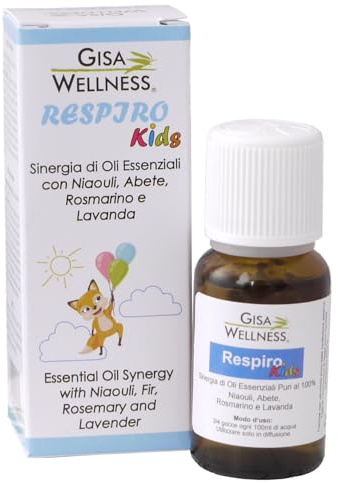 Gisa Wellness - RESPIRO KIDS - Synergie aus Balsamischen Ätherischen Ölen für Kinder - [15ml] - Raumduft - Aromatherapie - Kompatibel mit Gisa Wellness Polipini - Hergestellt in Italien