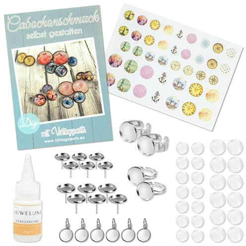 Set JETTE Anfänger Cabochonset Vintage in silberfarben