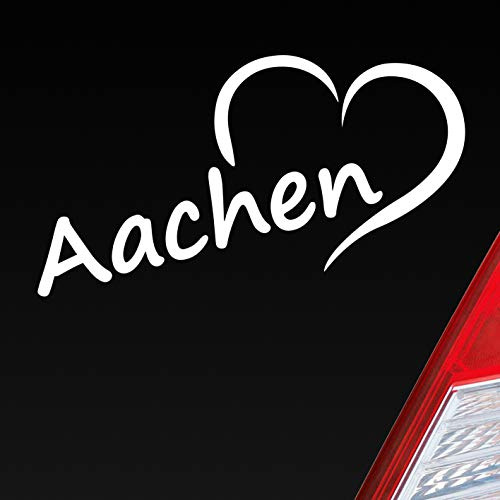 Hellweg Druckerei Auto Aufkleber Aachen Herz Stadt City Love Liebe Heart 15,5x8 cm