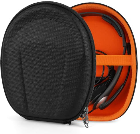 Geekria Shield Case Compatible with VXi BlueParrott B350-XT, B450-XT, Sennheiser PC 7, Truck Driver or Call Center Headphones, Hard Shell Travel Carrying Bag with Cable Storage (Black)