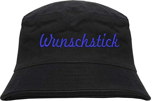 HB_Druck Fischerhut - Bucket Hat mit Wunschtext - Schreibschrift - Bestickt - L/XL Stickfarbe: blau