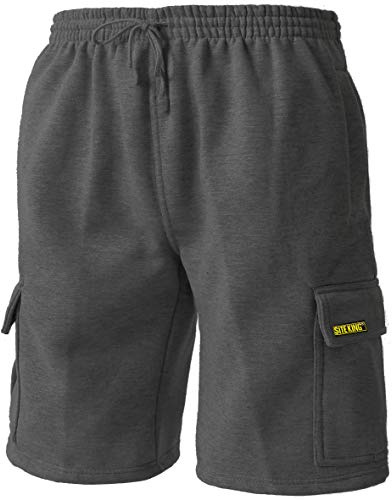 SITE KING Mens Cargo Combat Work Tracksuit Jogging Shorts (Charcoal, XL - 42 to 44 Waist)