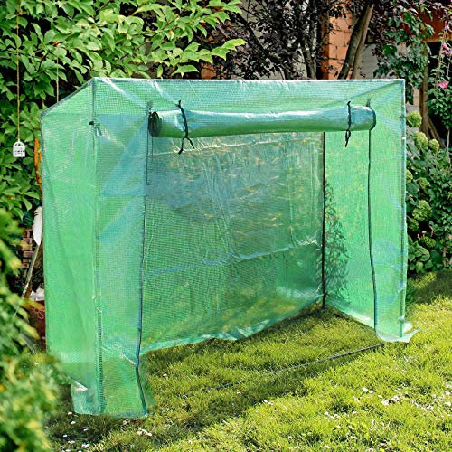 Wiltec Serra da giardino piccola 200x77x169cm Serra per pomodori con porta avvolgibile Rete in PE