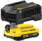 STANLEY SFMCB121D1-QW Kit 1 batterie LITHIUM-ION 18V 2Ah et Chargeur 2Ah - Gamme FATMAX V20