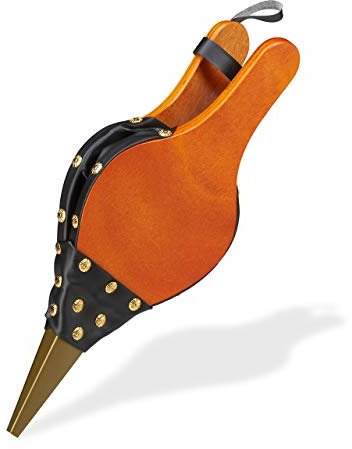 Relaxdays Mantice, Barbecue & Camino, Accessorio dal Design Rustico con Borchie Dorate, Soffietto Manuale, Marrone/Nero, naturale, 1 pz