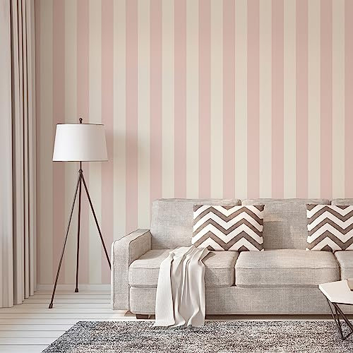 A.S. Création 381013 38101-3 - Carta da parati a righe in tessuto non tessuto, 10,05 m x 0,53 m, colore: rosa e bianco