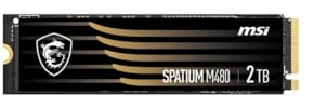 MSI SPATIUM M480 SSD 2TO - Disque SSD Interne PCIe 4.0 NVMe M.2, Lecture 7000 MB/s & Écriture 6800 MB/s, 3D NAND, Sécurité des Données Intégrée, Center - Garantie 5 Ans (1400 TBW)