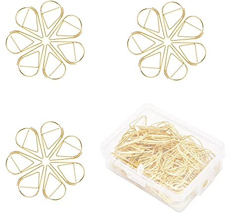 Csirnto Büroklammern Motiv 200 Stück Büroklammern Wassertropfen Form Papierklammern Waterdrop Metall Aktenklammern Goldene Büroklammern Paperclips Büroklammern Set Gold für Büro Schulbedarf
