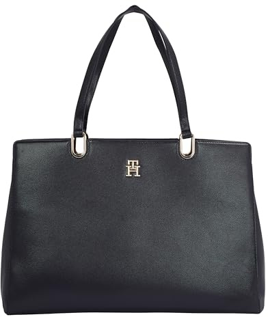 Tommy Hilfiger Damen Tasche TH Timeless Satchel mit Innentaschen, Blau (Space Blue), Einheitsgröße