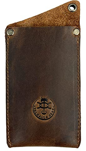 Valhalla Gear, Rectangular Knife Sheath, Vertical Holster, Multitool Holder, Tool Case, Camping and Outdoor Accessories, Full Grain Leather, Handmade, Bourbon Brown