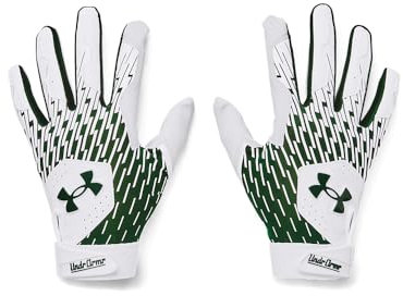 Under Armour Men's Clean Up Baseball Gloves , (101) White / Forest Green / Forest Green , Medium