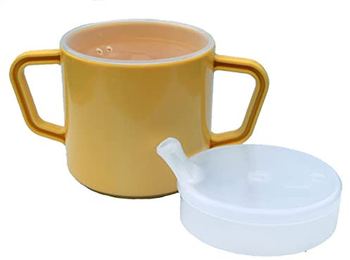 Lizzyoftheflowers Gobelet anti-déversement pour adultes - 250 ml - Pour personnes âgées - Solide et facile à prendre en main - Tasse à 2 poignées pour personnes âgées - Deux types de couvercles