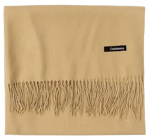 Stfery XXL Schal Damen Winter, Schal Khaki Scarf Pashmina Einfarbige Quaste Halstuch 200x70CM Weich Warm