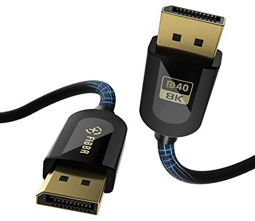 FIBBR VESA-Zertifiziert 16K DisplayPort 2.1 Kabel 1.5M, 40Gbit/s DP zu DP Kabel(16K@30Hz, 10K@30Hz, 8K@60Hz, 4K@144Hz), Unterstützt 3D, G-Sync&FreeSync für 3090 Gaming Monitor Grafikkarte Laptop