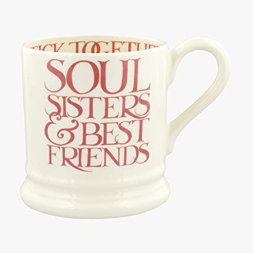 Emma Bridgewater große Tasse 1/2 Pint, Keramik Kaffeetasse groß - Steingut Tasse, Cappuccino, Latte, Kaffee, Teetasse - Schöne Tassen, Geburtstagsgeschenk - Kaffeebecher Rosa Schrift Soul Sisters
