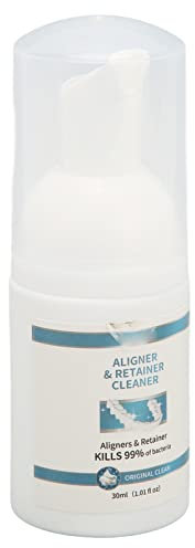 Stain Removal Aligner Cleaner Reduce Odor Refeshing Mint Extract Retainer Cleaning Foam, Retainer Cleaner Tablet, Mouth Guard, Dentures, Aligners, 30ml