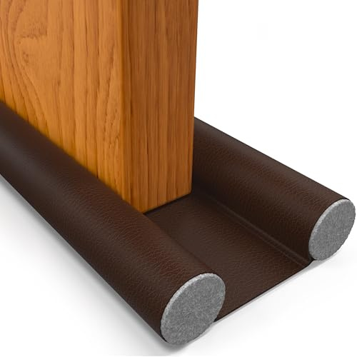 Burlete Puerta Entrada y Bajo Puerta HOGARLAX, hasta 93cm (Marrón Oscuro) | Bloquea corrientes de aire y frío. Aislante puertas de entrada, exterior e interior. Impermeable, sin adhesivo y recortable
