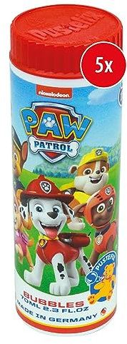 PUSTEFIX Seifenblasen Set I 5X Klassik 70ml PAW Patrol I Bunte Bubbles Made in Germany I Seifenblasen für Kindergeburtstag, als Mitgebsel oder Gastgeschenk I 5 x 70 ml Vorteilspack für Kinder