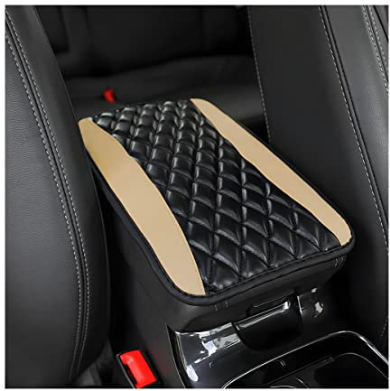 CGEAMDY Auto-Armlehnenkissen aus Leder, wasserdicht, für die meisten Autos, Lieferwagen und SUVs (Beige)