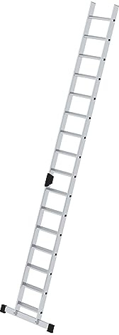 PROREGAL Stufen-Anlegeleiter mit Standard-Traverse | 16 Stufen | Leiter, Teleskopleiter, Trittleiter, Bockleiter, Sprossen-Doppelleiter