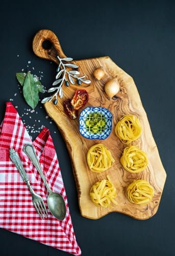GOAX Concept Concept Olive Wood Cutting Board, Large Cheese Board, Handmade Serving Platter, Olive Wood Charcuterie Board, Cutting Board for Meat & Vegetable & Fruit (Olive Branch SILVER)