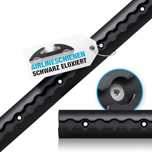 NTG Alu Airlineschienen halbrunde Form 0,5-20 M - TÜV Zertifiziert - Ladungssicherung für LKWs und Wohnmobile - Zurrleiste - Gebohrt & schwarz Eloxiert - 0,5/1/2 m (1 Meter (2 x 0,5 Meter))