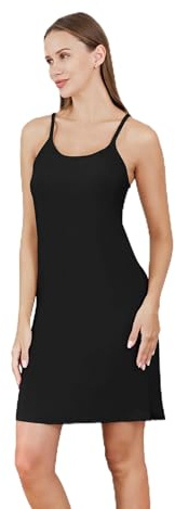 Channo Combinación Vestido Interior, Enaguas Vestido, Muy Suave y Cómodo - Negro, L/XL