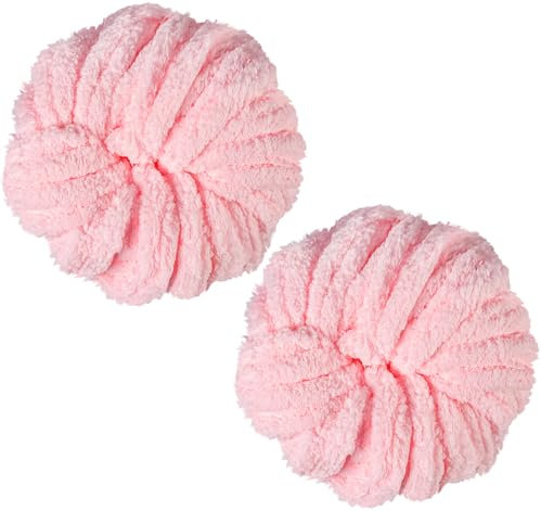 ilauke Chunky Wool Yarn 250g X 2, Chunky Blanket Yarn for Knitting, Flutterby Chunky Yarn for Crochet, 2cm Soft Chunky Yarn for for Blanket Dolls Rug Bags Hats Pillow Cushion Cat Bed (Pink)