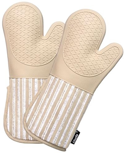 Alselo Silicone Oven Mitts Heat Resistant 932℉ with Waterproof & Non-Slip