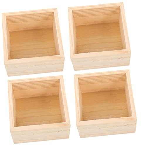 HOLIDYOYO 4stücke Holzkiste Klein Ohne Deckel Aus Holz Für Aufbewahrung Und Dekoration Bastelkiste Als Schmuckbox Für Schmuck Und Kleinigkeiten