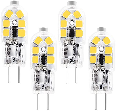 Ampoule LED T3 G4 - Culot bipolaire JC Ampoule halogène Équivalent 20W, 360°, sans scintillement, ampoule à culot à broches Ampoules 12V MR11 G4/GU4/GZ4 Culot bipolaire (Blanc Froid 6000K, 4 Pièces)