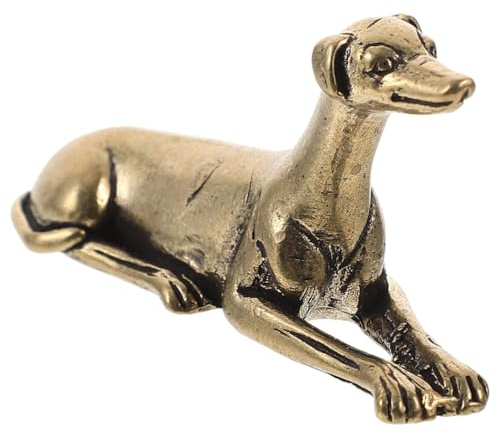 IMIKEYA Adorno De Perro Vintage Estatua De Perro Retro Figura para Escritorio Decoración De Perros De Latón con Base Plana Adorno De Escritorio Compacto para Hogar Y Oficina