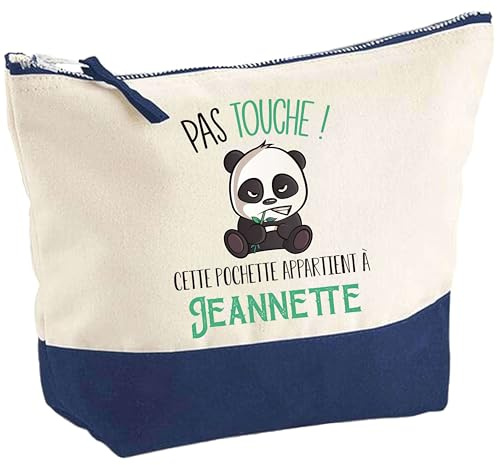 Pochette Jeannette Pas touche Panda | Idée Cadeau pour Collègue Travail Retraite Trousse Grand Format Maquillage Toilette